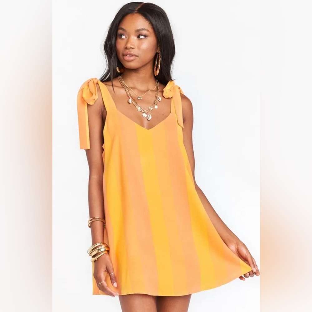 Show Me Your Mumu Women’s Sunset Stripe Throw and Go Tie Mini Dress